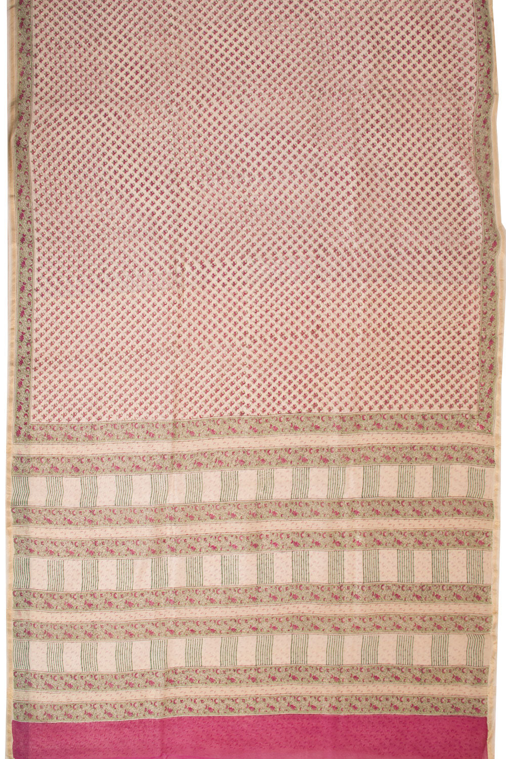 Beige Sanganeri printed Silk Cotton Saree 10068555 - Avishya
