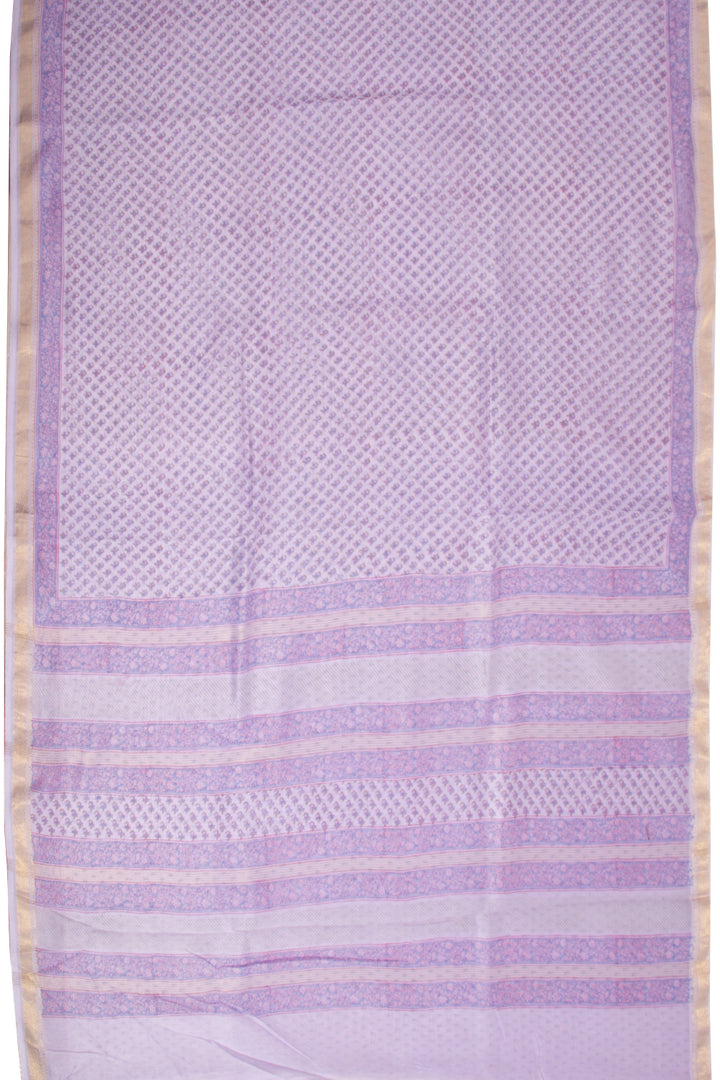 Lavendor Sanganeri Printed Silk Cotton Saree 10068556
