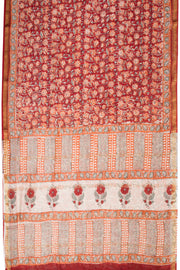 Red Sanganeri printed Silk Cotton Saree 10068561 - Avishya