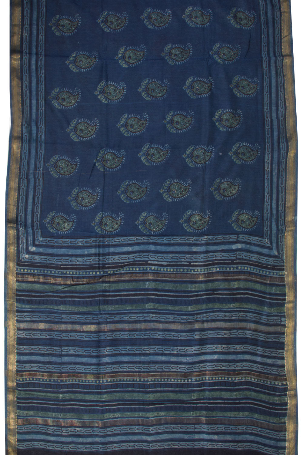 Blue Vanaspathi Printed Silk Cotton Saree 10068566 - Avishya