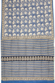 Blue Vanaspathi Hand block Printed Mulmul Cotton Saree 10068577 - Avishya