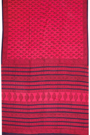 Pink Bagru Printed Mulmul Cotton Saree 10068583 - Avishya