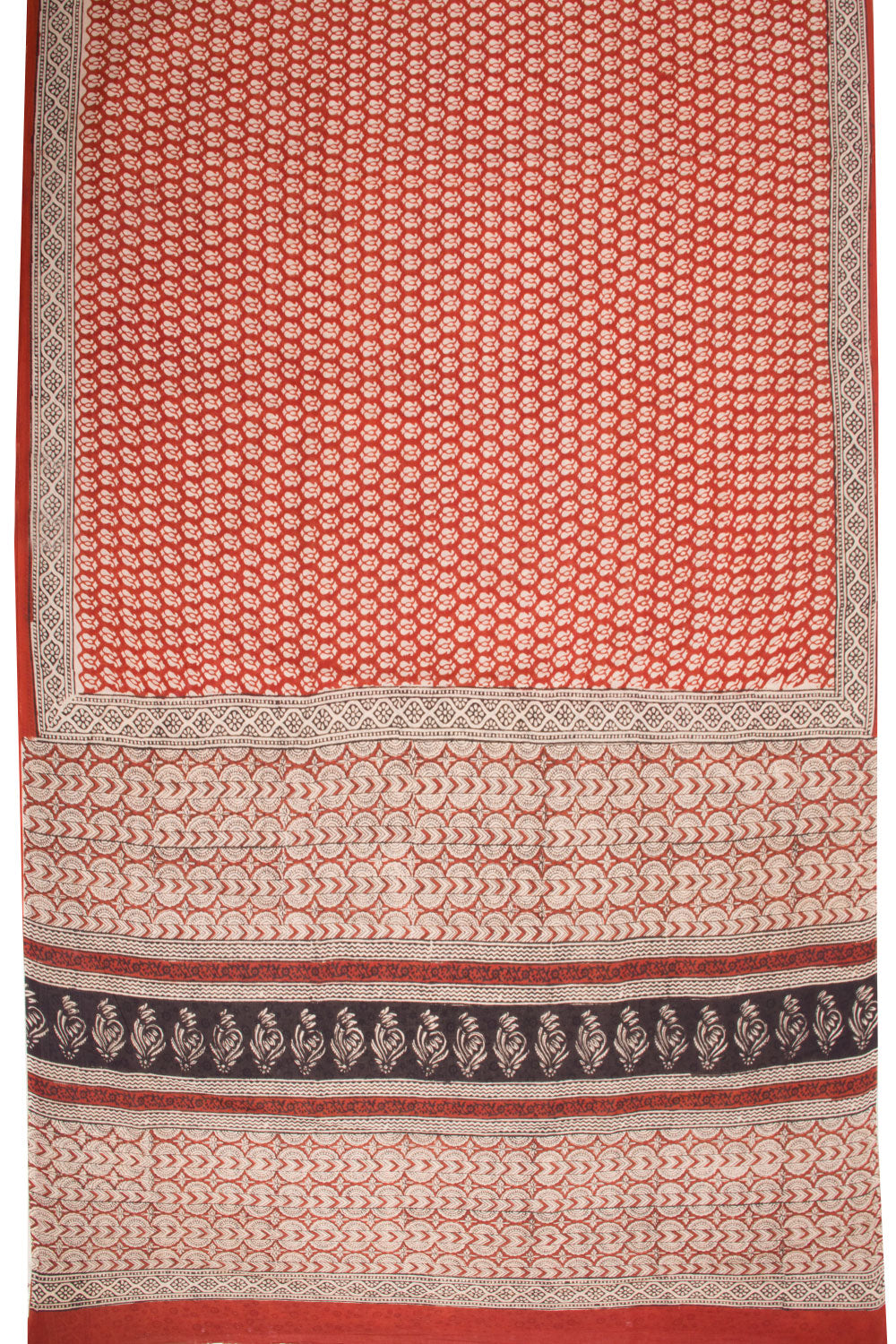 Red Bagru Printed Mulmul Cotton Saree 10068584 - Avishya