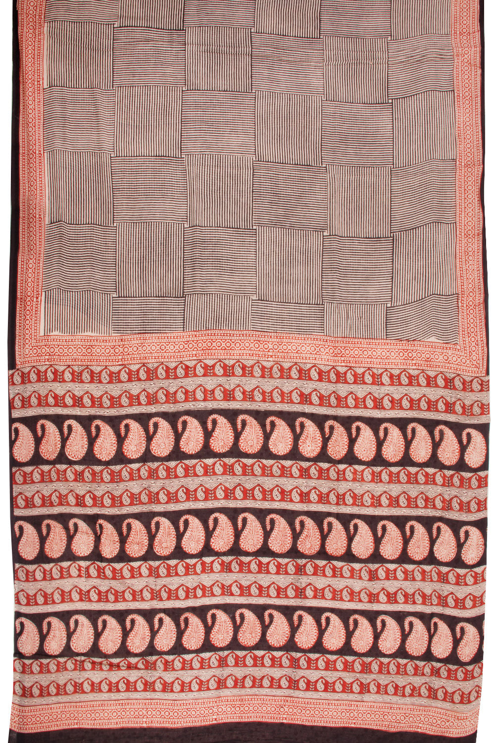 Black Bagru Printed Mulmul Cotton Saree 10068586 - Avishya