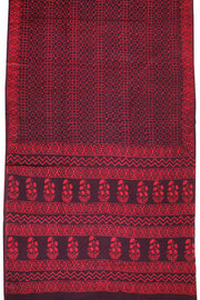 Maroon Dabu Printed Mulmul Cotton Saree 10068589 - Avishya