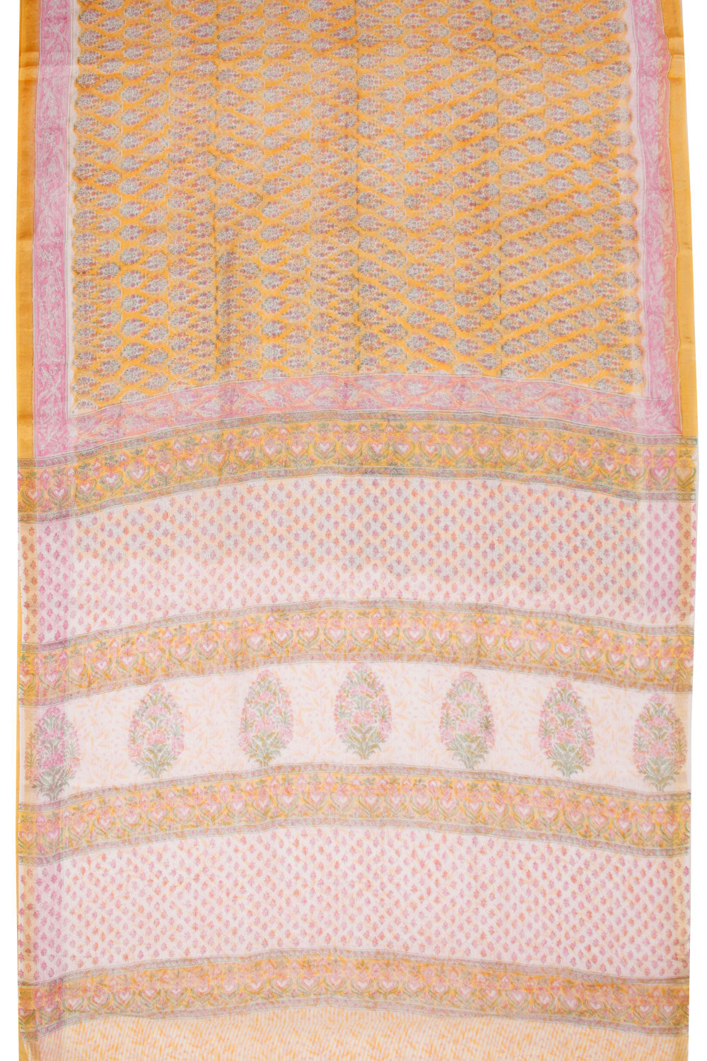 Yellow Vanaspathi Printed Kota Cotton Saree 10068621