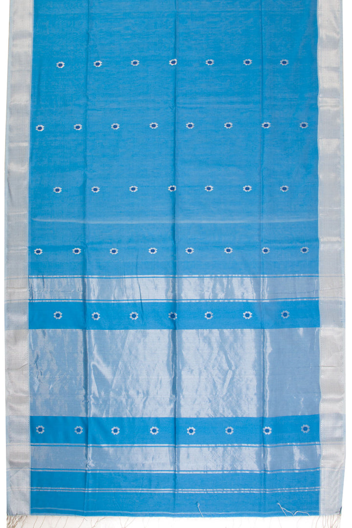 Blue Handloom Maheshwari Silk Cotton Saree 10068639 - Avishya