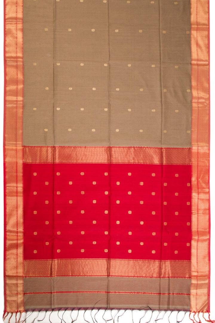 Brown Handloom Maheshwari Silk Cotton Saree 10068658 - Avishya