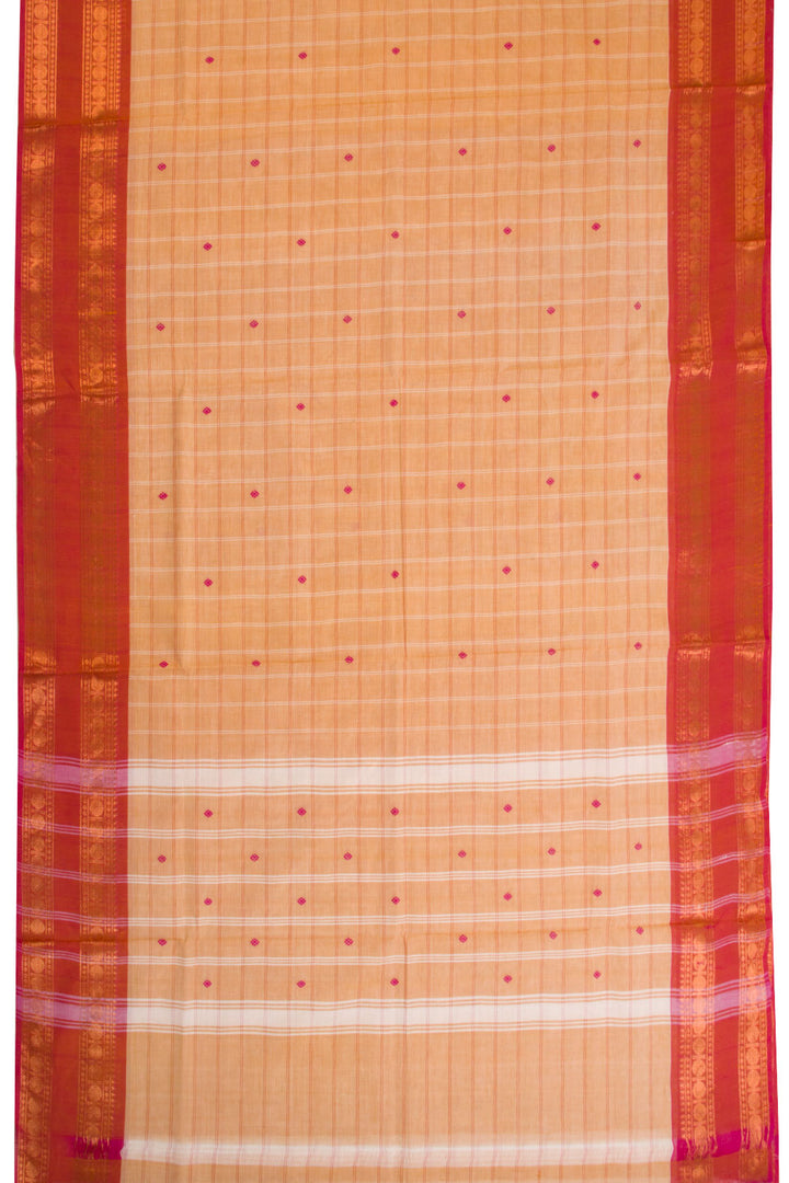 Beige Handwoven Kanchi Cotton Saree 10068700 - Avishya