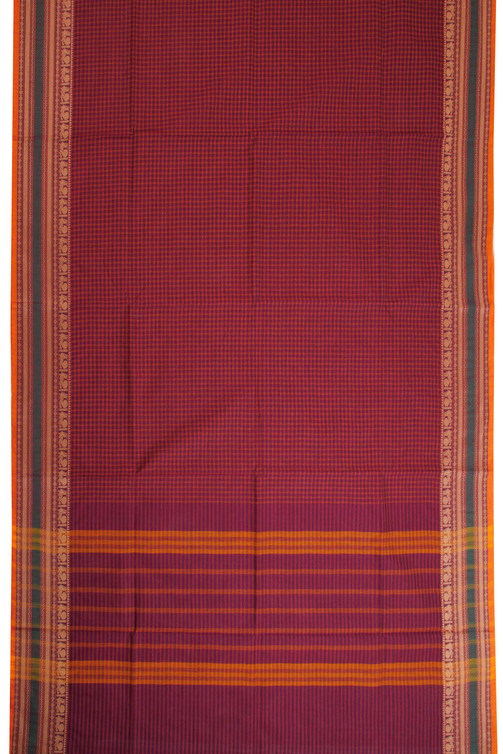 Maroon Handwoven Kanchi Cotton Saree 10068708 - Avishya