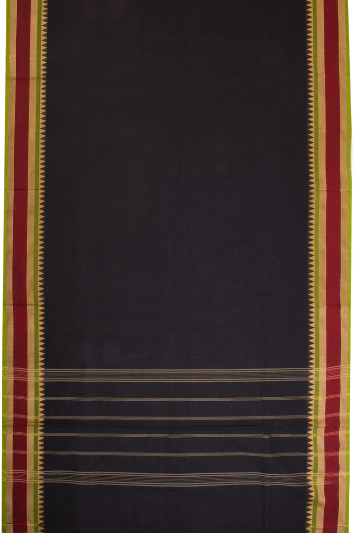 Black Handwoven Kanchi Cotton Saree 10068726 - Avishya