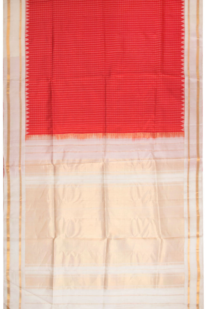 Red Handloom Gadwal Kuttu Silk Saree 10068734 - Avishya
