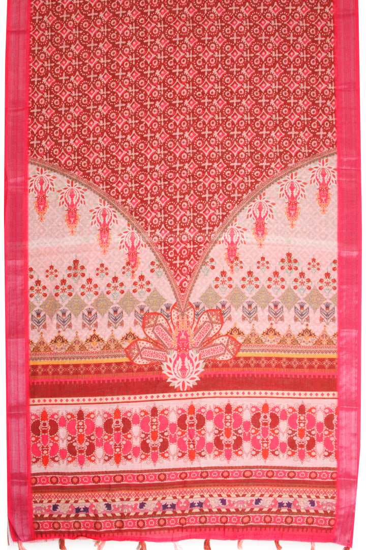 Maroon Fancy Printed Linen Saree 10068766 - Avishya
