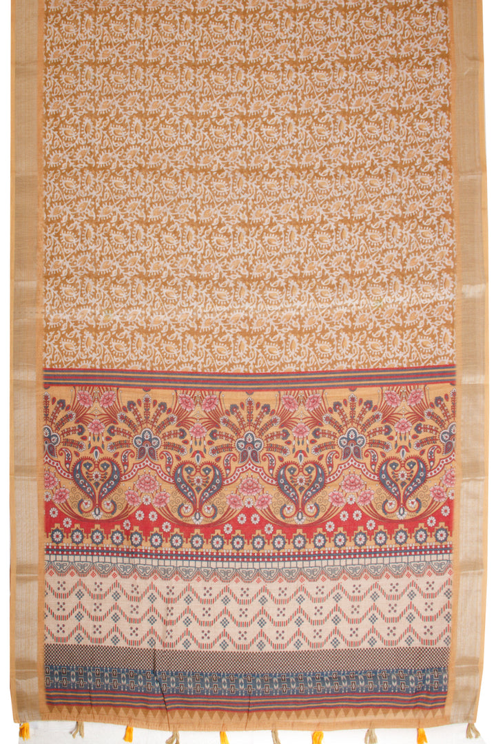 Brown Digital Printed Linen Saree 10068767 - Avishya