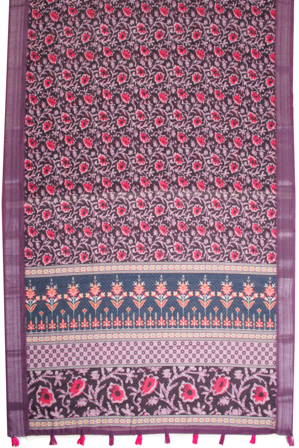 Black Digital Printed Linen Saree 10068771 - Avishya