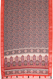 Black Fancy Printed Linen Saree 10068772 - Avishya