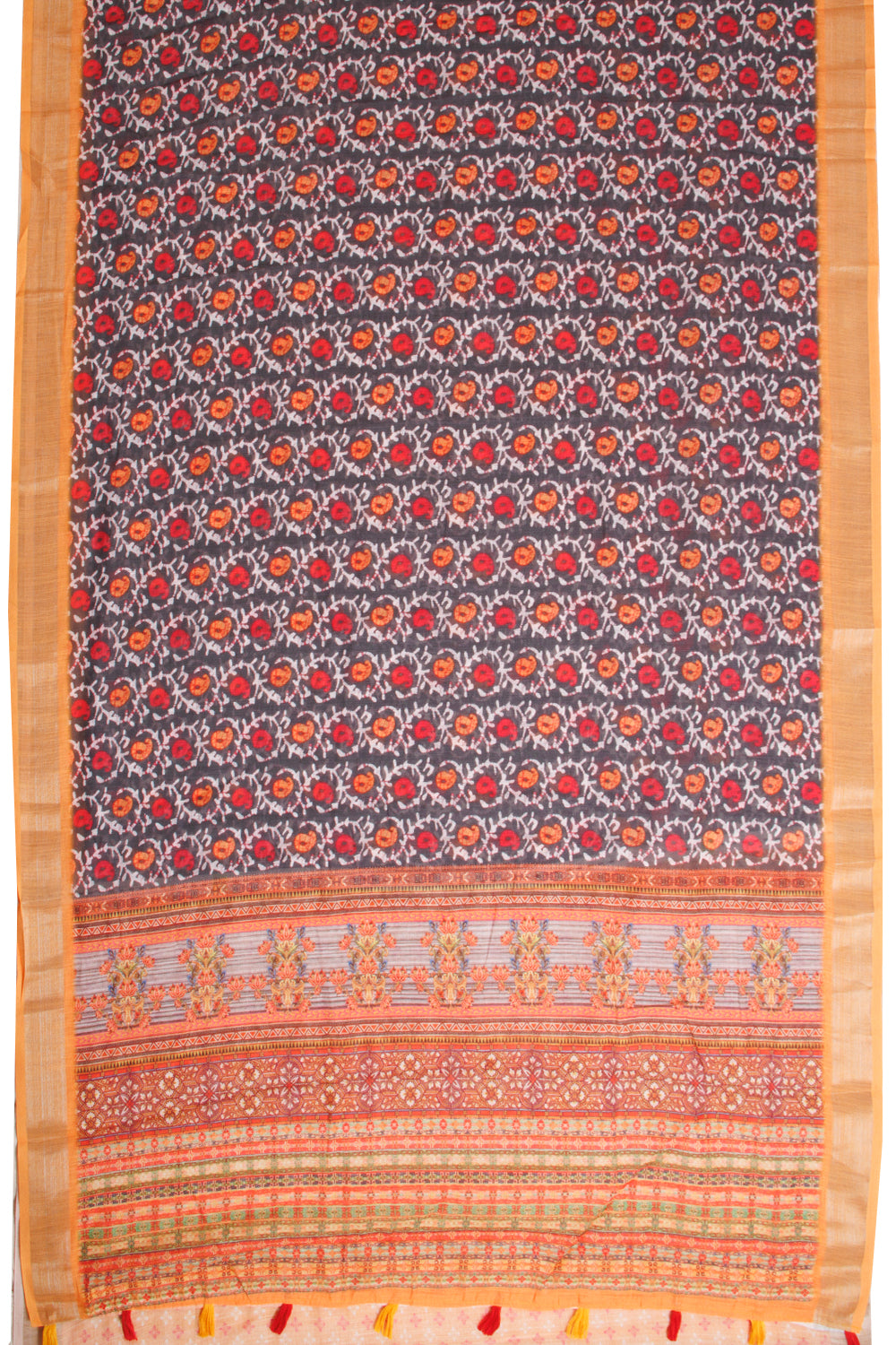 Grey Digital Printed Linen Saree 10068773 - Avishya