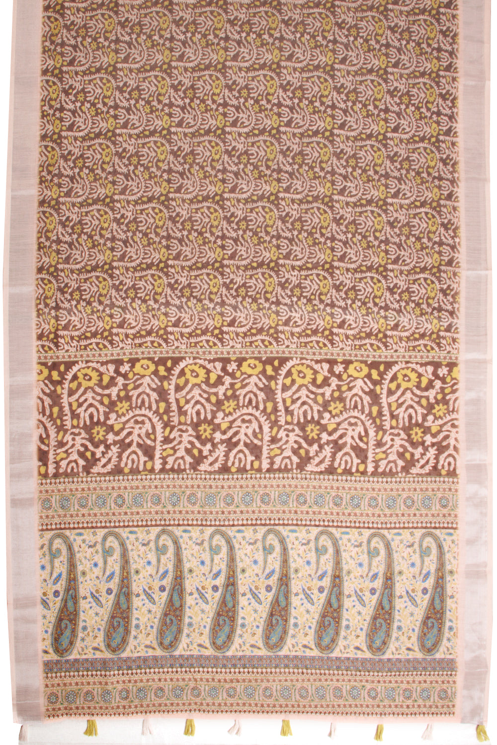 Brown Digital Printed Linen Saree 10068778 - Avishya