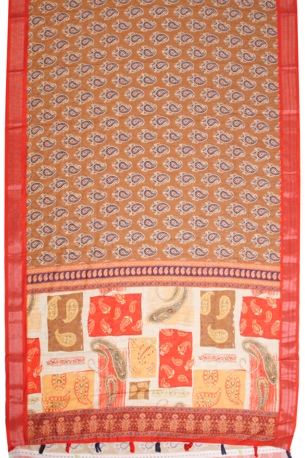 Brown Digital Printed Linen Saree 10068779 - Avishya