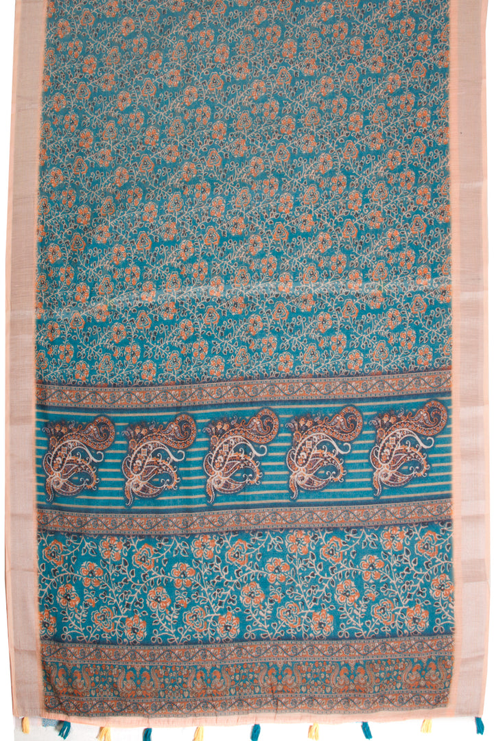 Green Digital Printed Linen Saree 10068770 - Avishya