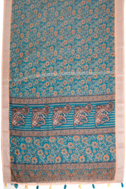 Green Fancy Printed Linen Saree 10068770