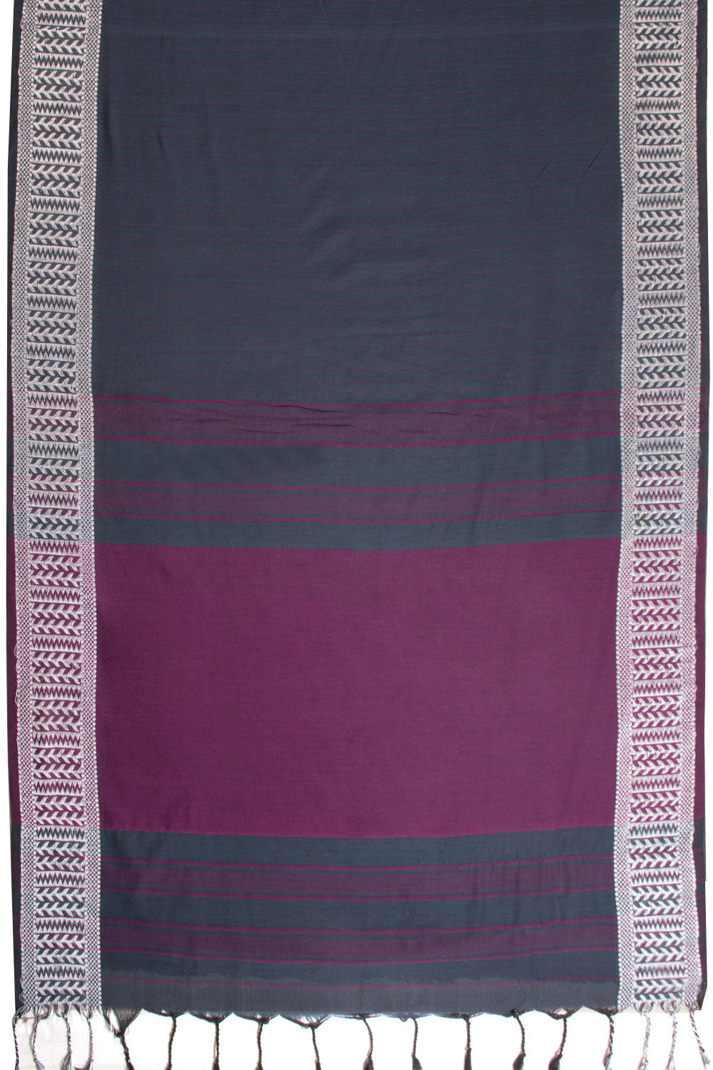 Grey Shantipur Tant Bengal Cotton Saree 10068795 - Avishya