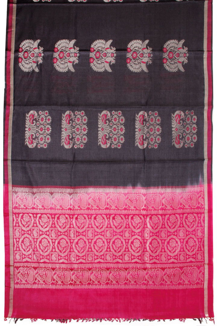 Black Chhattisgarh Tussar Silk Saree 10068810 - Avishya
