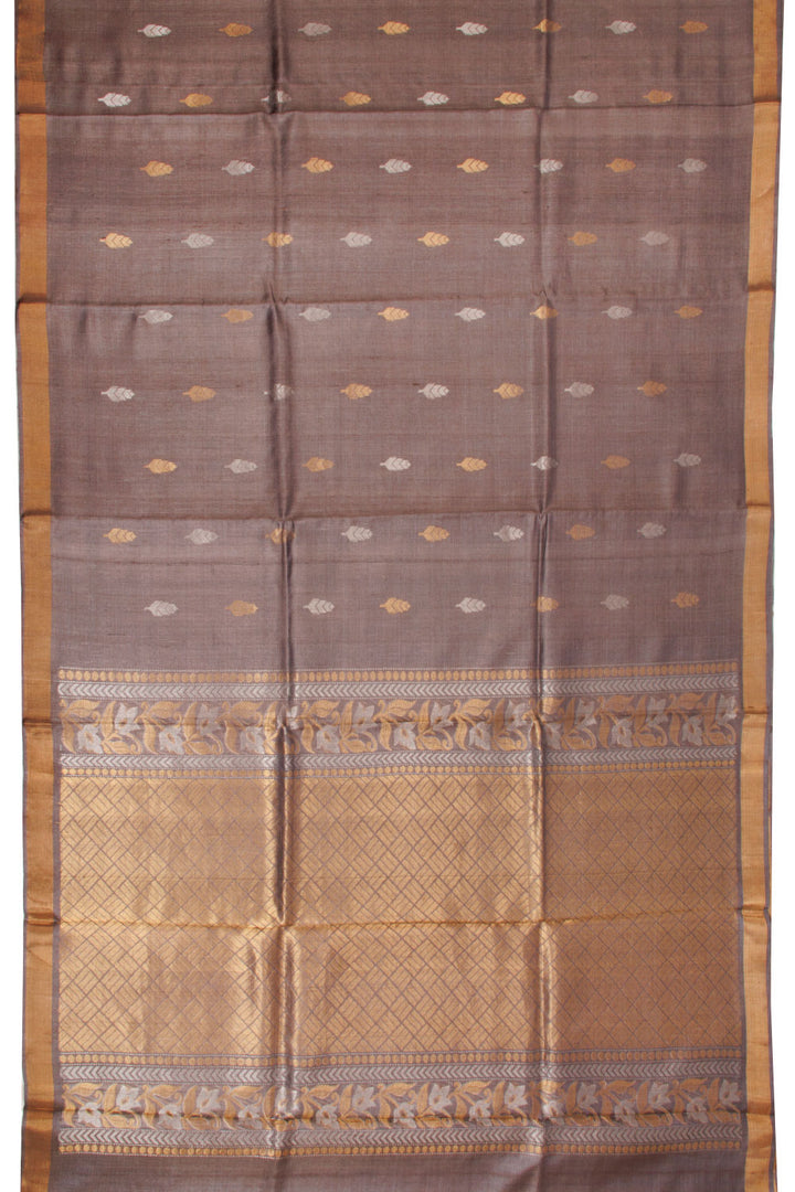 Grey Chhattisgarh Tussar Silk Saree 10068817 - Avishya