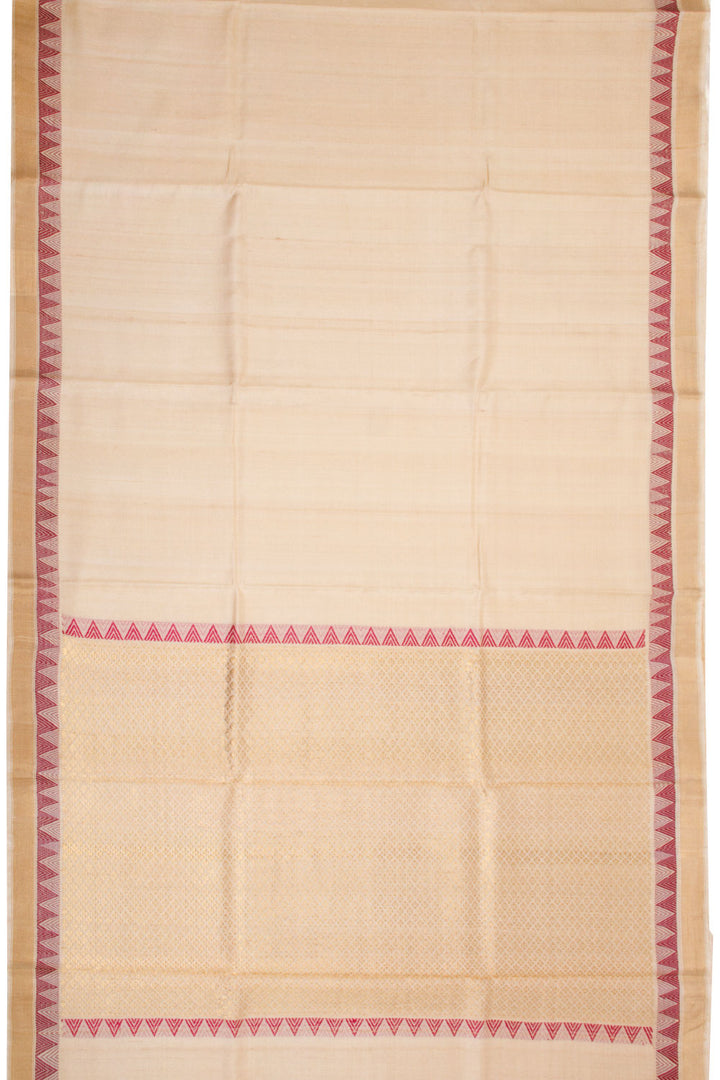 Cream Chhattisgarh Tussar Silk Saree 10068818 - Avishya