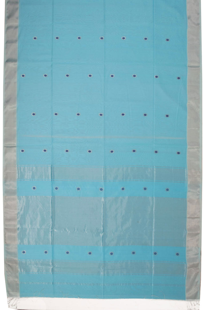 Blue Handloom Maheshwari Silk Cotton Saree 10068878 - Avishya