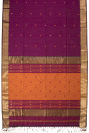 Purple Handloom Maheshwari Silk Cotton Saree 10068884 - Avishya