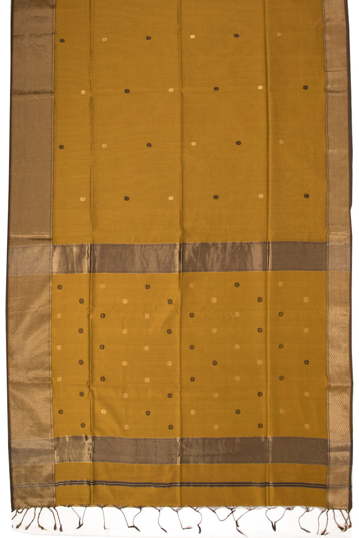 Yellow Handloom Maheshwari Silk Cotton Saree 10068885 - Avishya