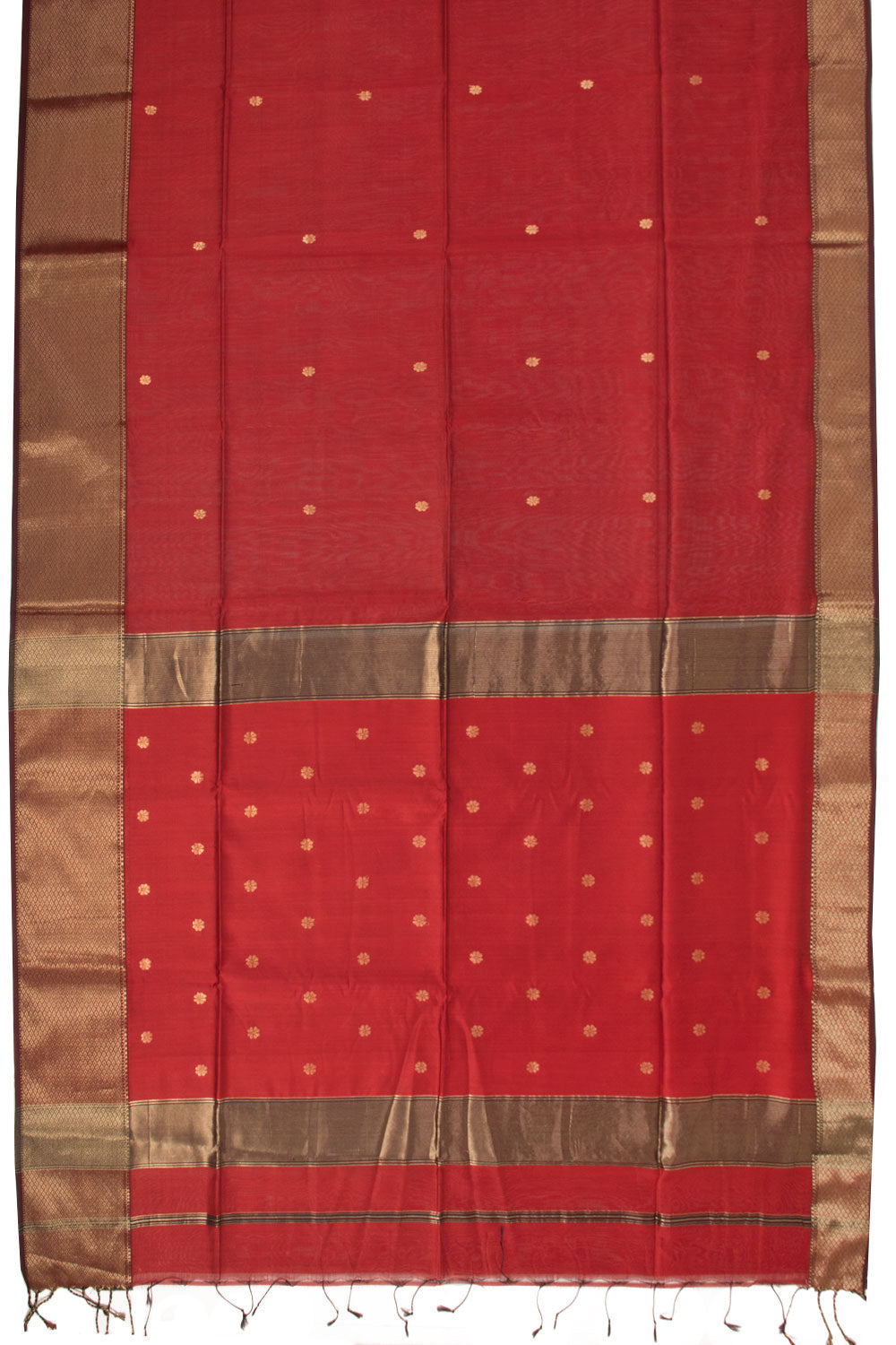 Red Handloom Maheshwari Silk Cotton Saree 10068886 - Avishya