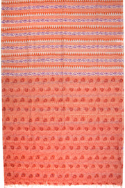 Orange Hand Block Print Dhaniakhali Cotton Saree 10068898 - Avishya