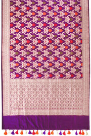 Violet Handloom Banarasi Katan Silk Saree 10068912 - Avishya