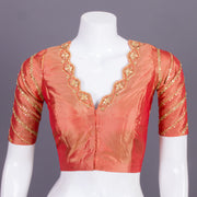 Orange Aari Embroidered Silk Blouse 10068921 - Avishya