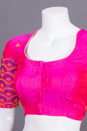 Pink Aari Embroidered Silk Blouse 10068938