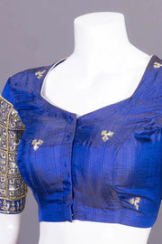 Blue Aari Embroidered Silk Blouse 10077739