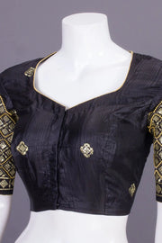 Black Aari Embroidered Silk Blouse 10068945
