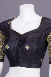Black Aari Embroidered Silk Blouse 10077727