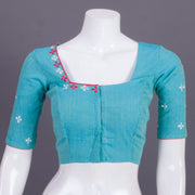 Blue Embroidered Mangalgiri Cotton Blouse 10068966 - Avishya