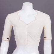 White Embroidered Cotton Blouse 10068968 - Avishya