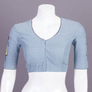 Grey Embroidered Cotton Blouse 10068973 - Avishya