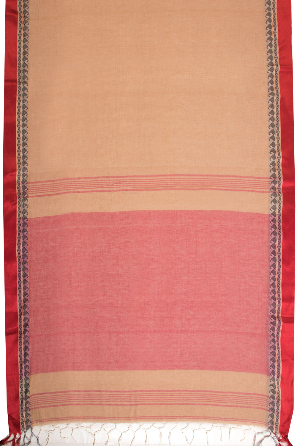 Beige Shantipur Tant Bengal Cotton Saree 10069055 - Avishya