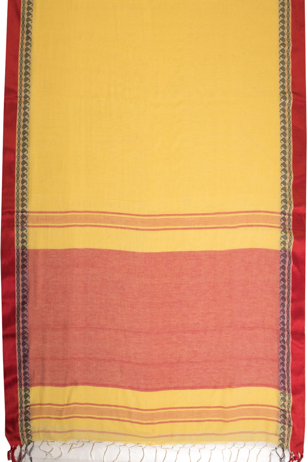 Yellow Shantipur Tant Bengal Cotton Saree 10069057 - Avishya