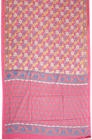 Pink Hand Block Printed Cotton Saree 10069069 - Avishya
