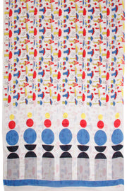 White Hand Block Printed Cotton Saree 10069074 - Avishya