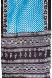 Blue Hand Block Printed Cotton Saree 10069075 - Avishya