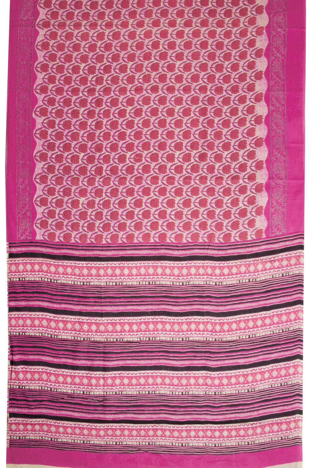 Magenta Vanaspathi Printed Mulmul Cotton Saree 10069093 - Avishya