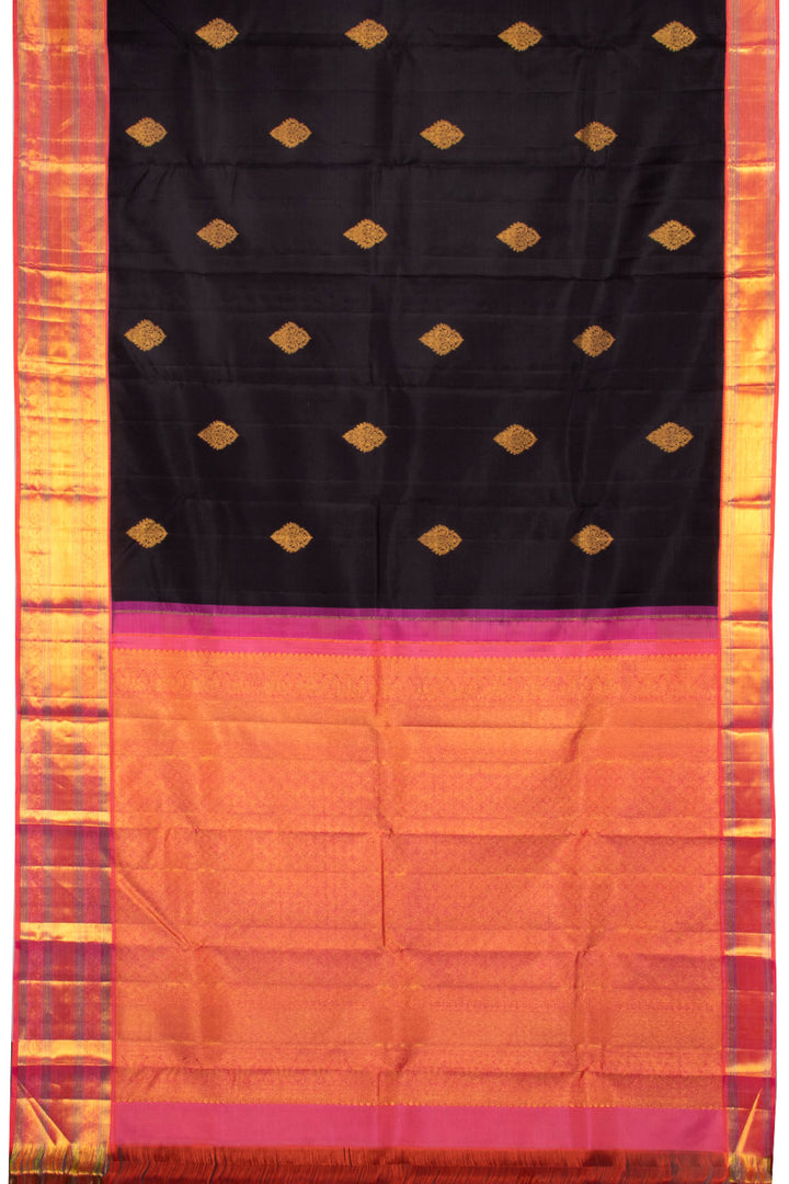 Black Handloom Korvai Kanjivaram Silk Saree 10069120